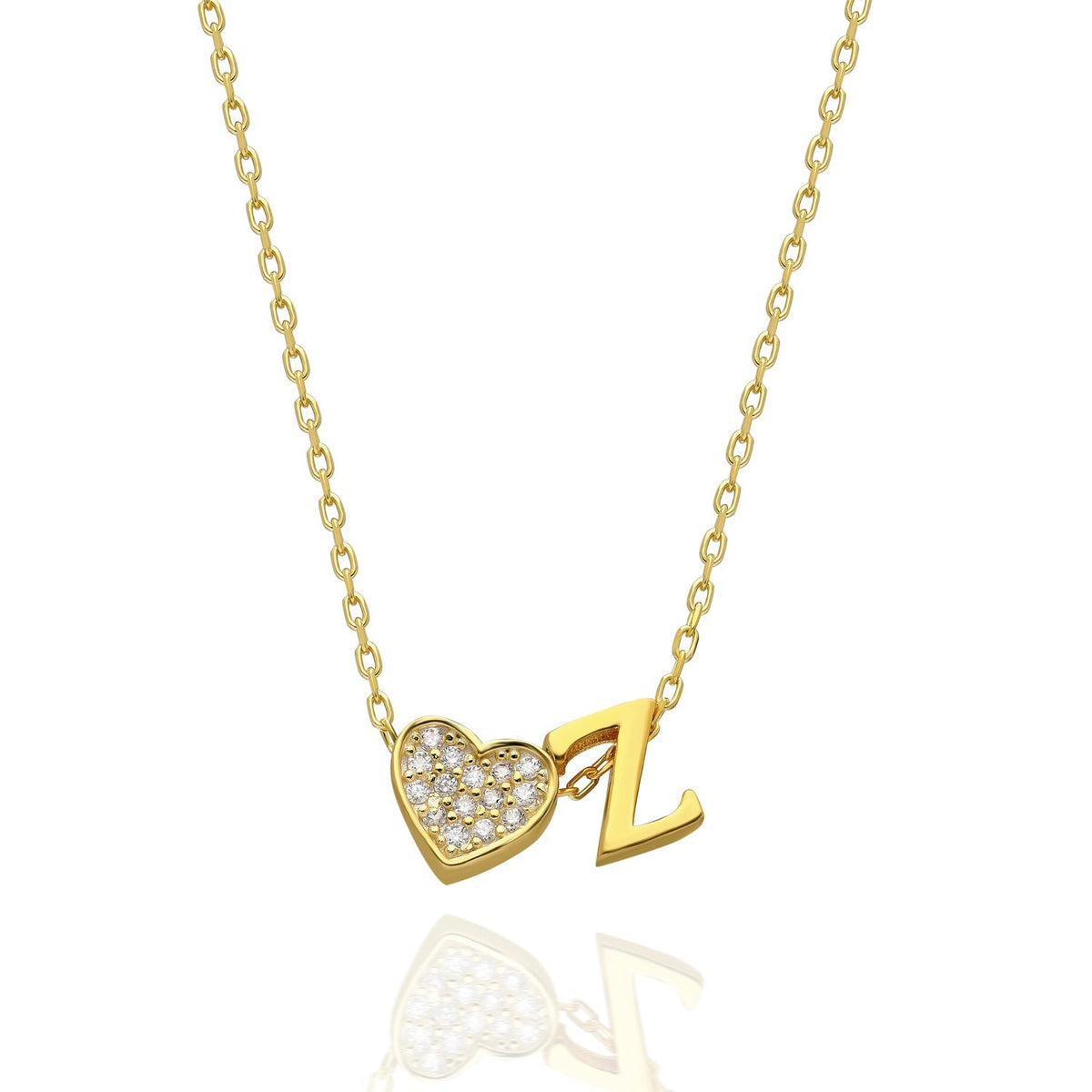 Maia | Collar con inicial y corazón de pedrería