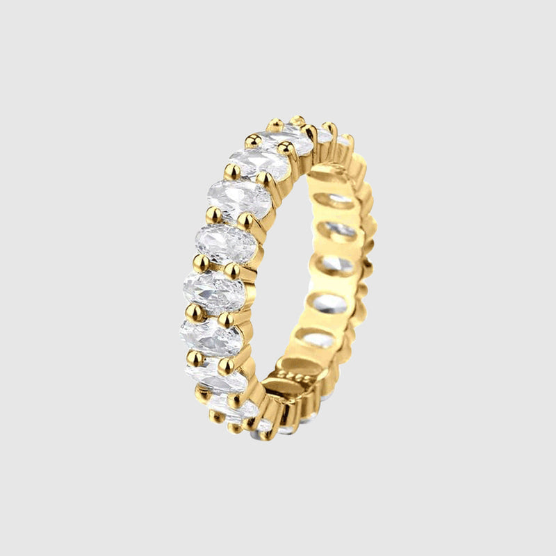 Fabia | Anillo alianza de piedras cuadradas