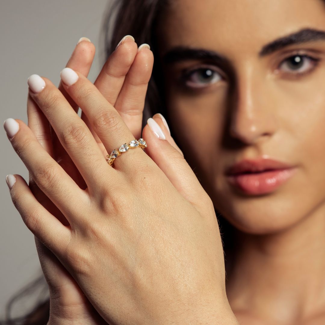 Roma | Anillo alianza de piedras ovaladas
