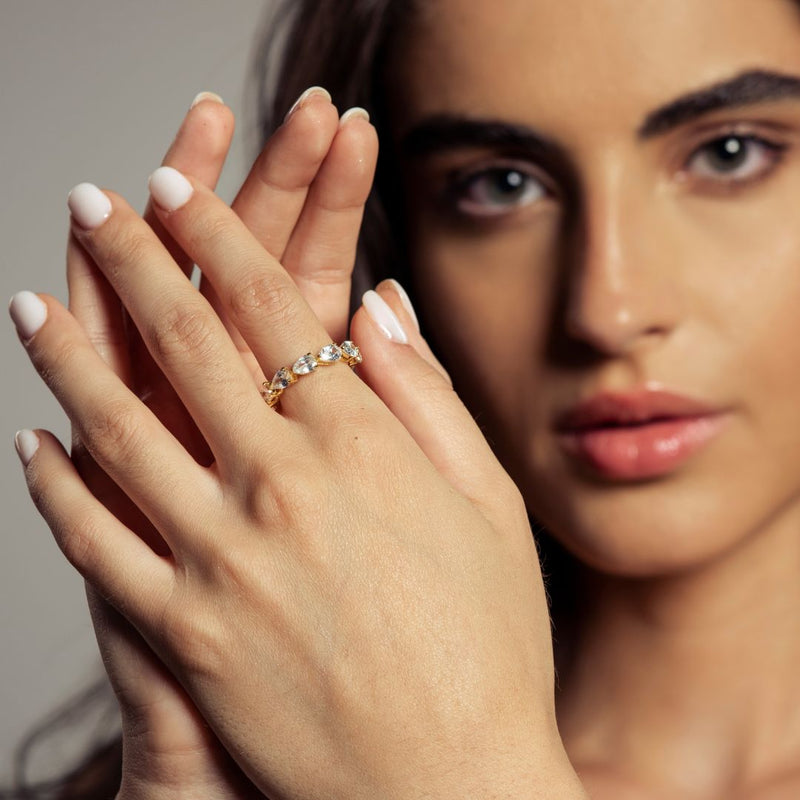 Roma | Anillo alianza de piedras ovaladas
