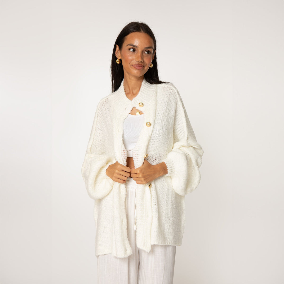CozyGlam | Conjunto de cárdigan oversize y falda