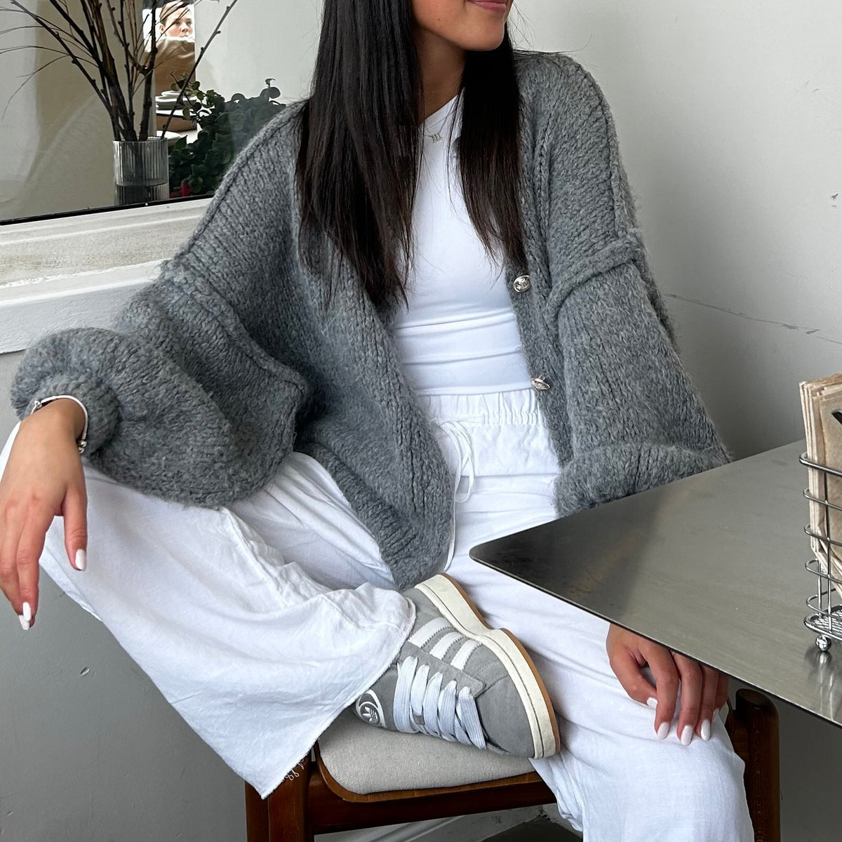 CozyGlam | Conjunto de cárdigan oversize y falda