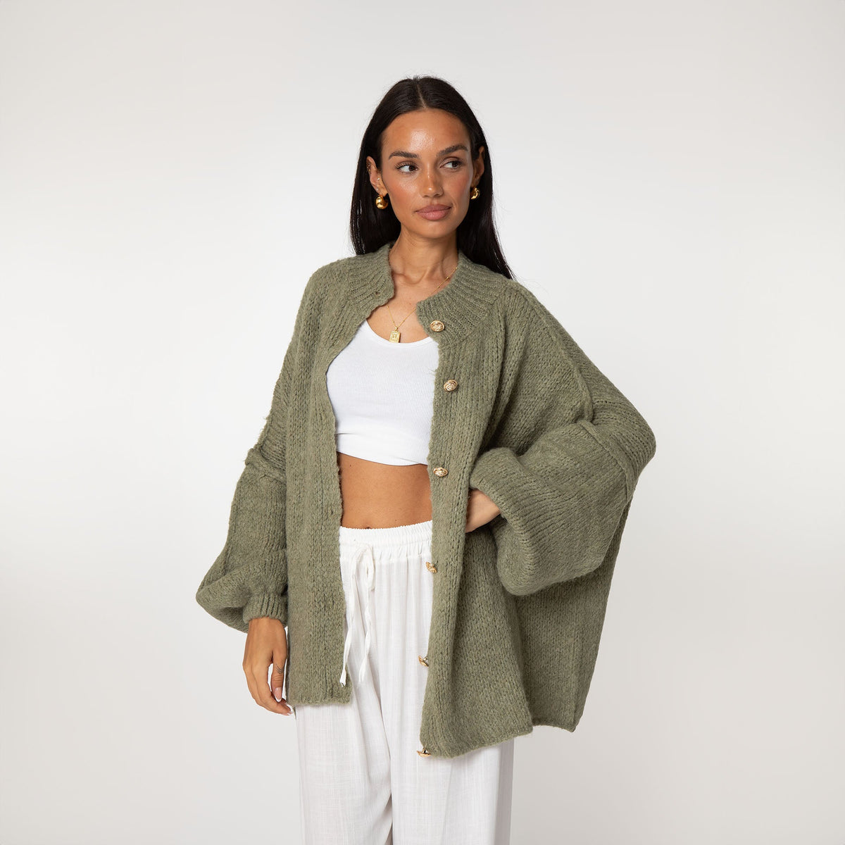CozyGlam | Conjunto de cárdigan oversize y falda