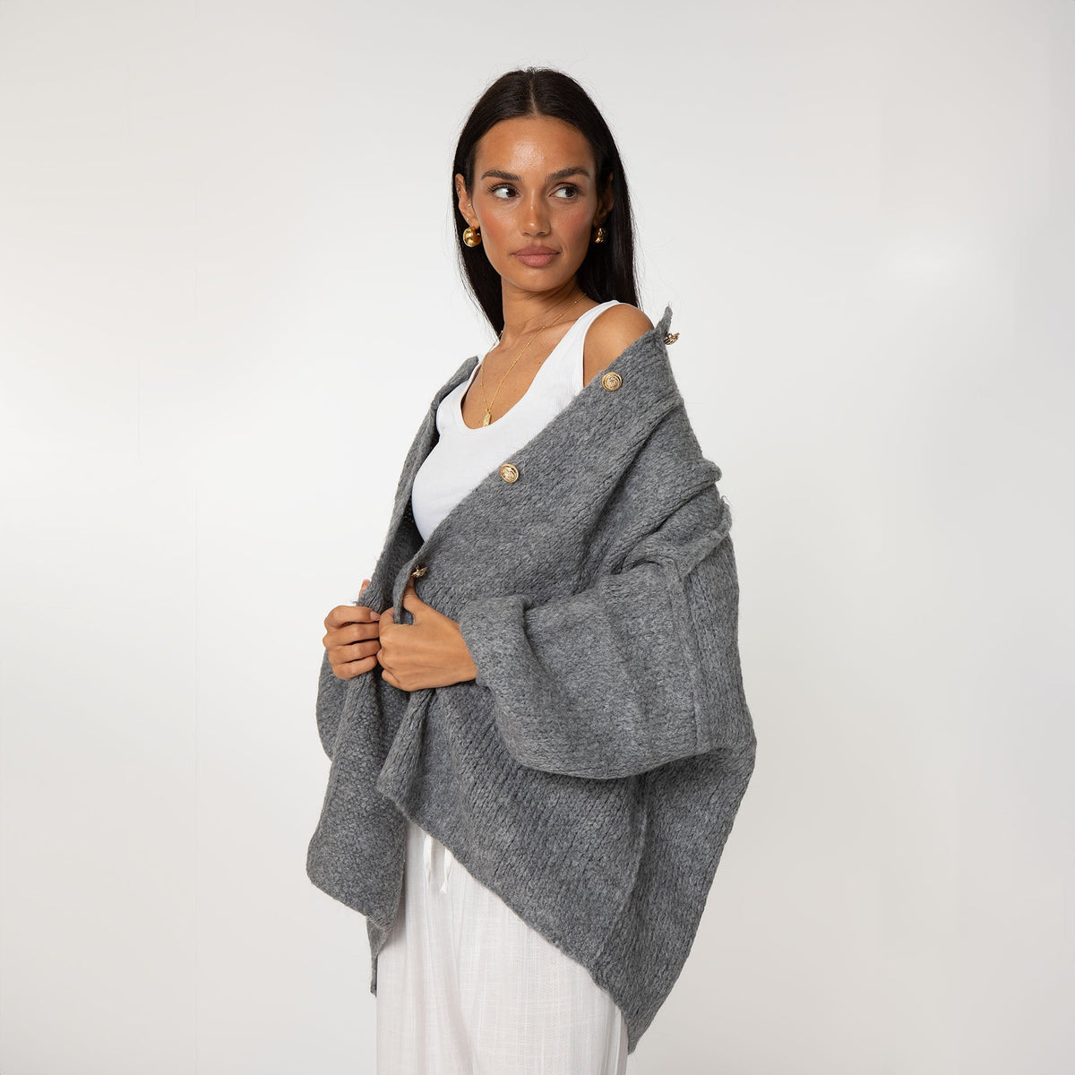 CozyGlam | Conjunto de cárdigan oversize y falda