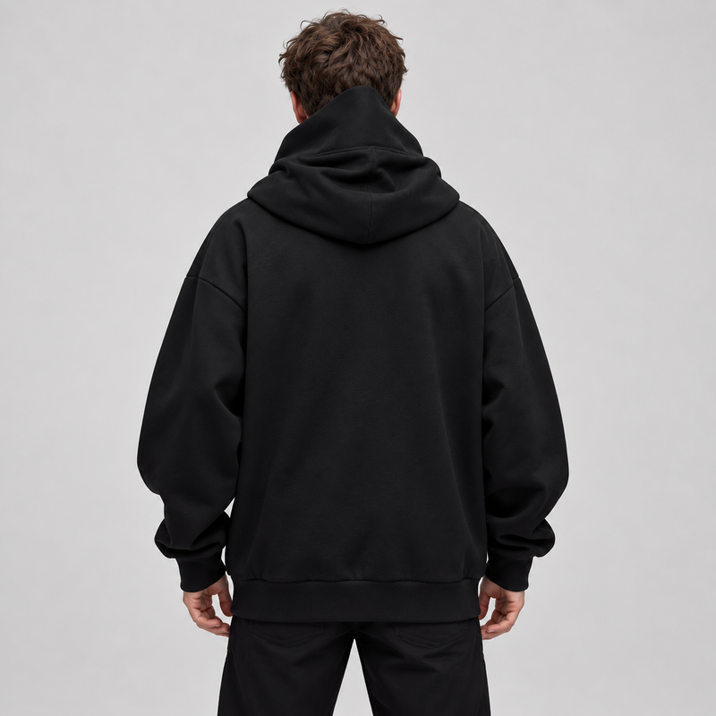 Sudadera oversize Shinobi negra, vista trasera