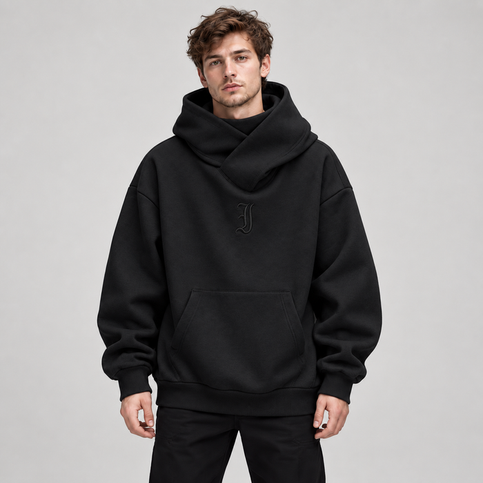 Sudadera oversize Shinobi negra, vista frontal