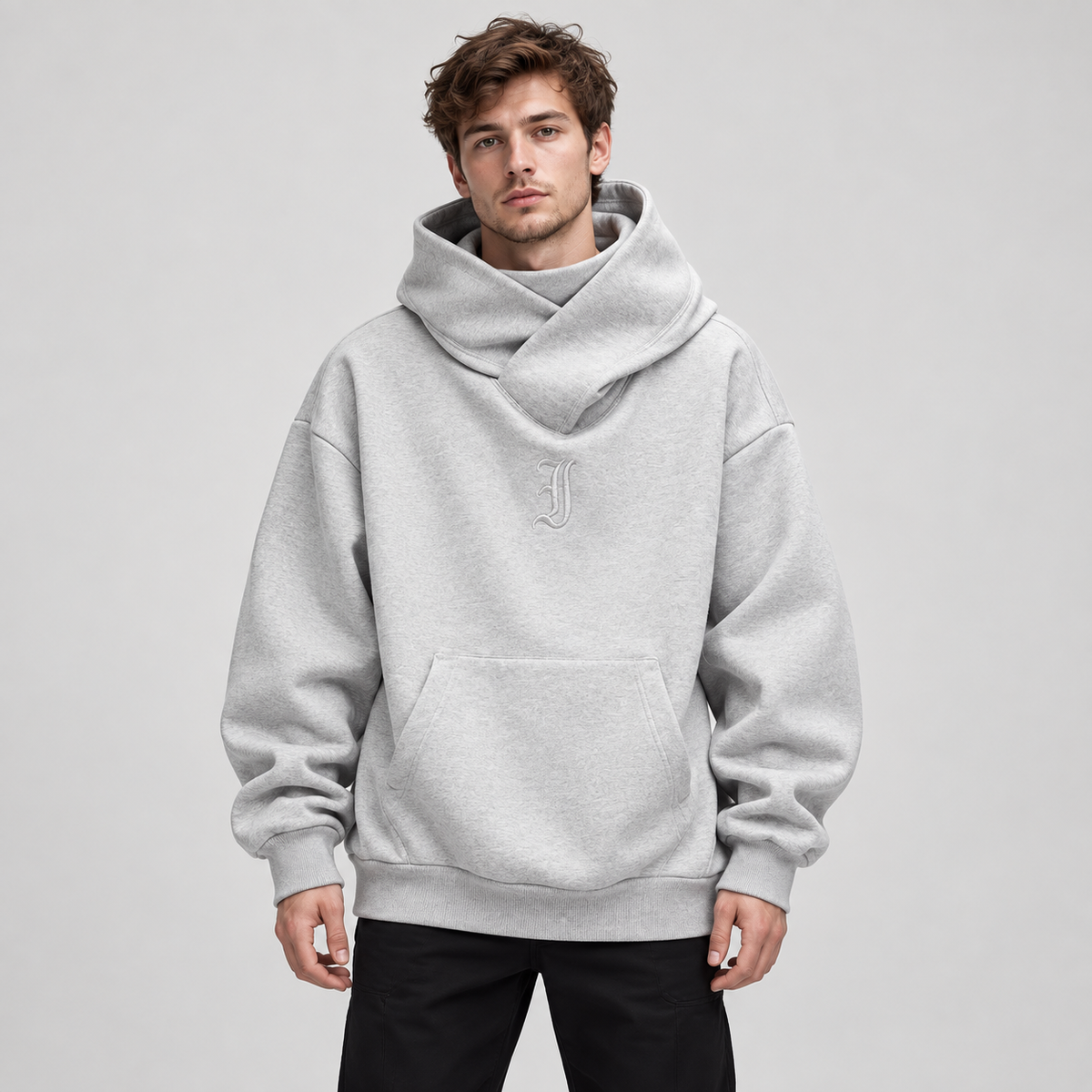 Sudadera oversize Shinobi gris, vista frontal