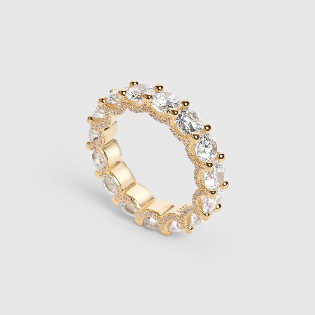 Vania | Anillo alianza de piedras grandes