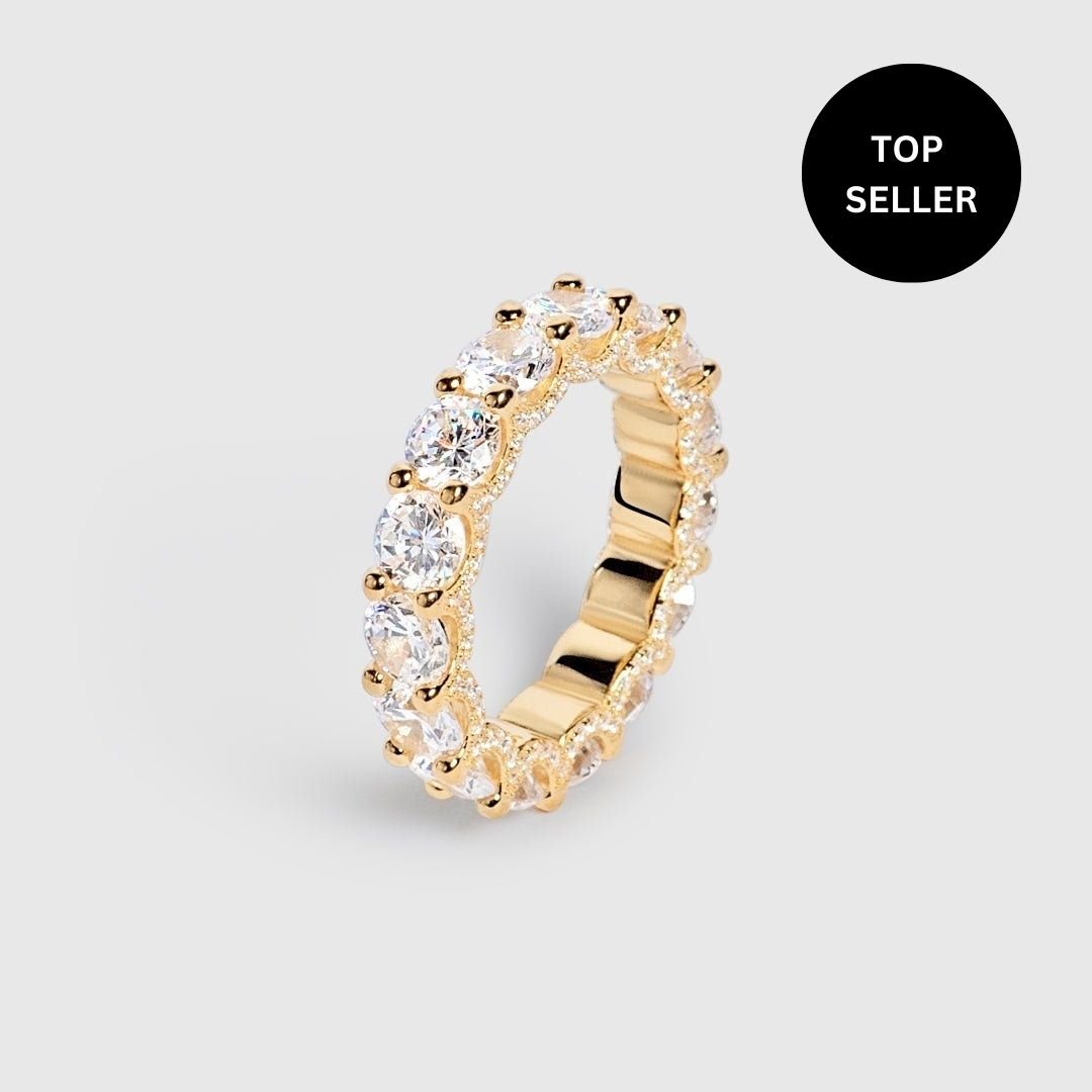 Vania | Anillo alianza de piedras grandes