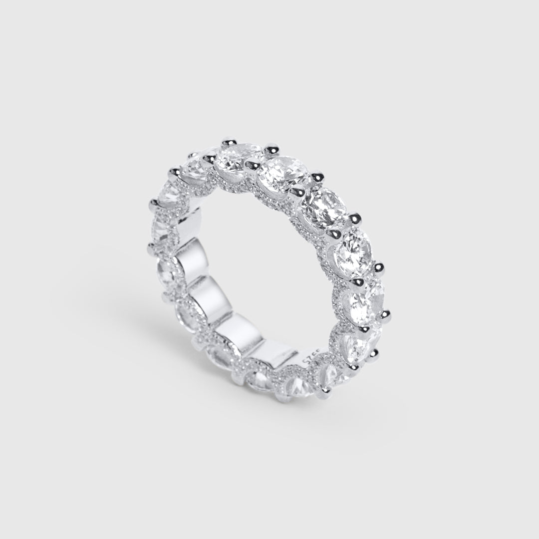 Vania | Anillo alianza de piedras grandes