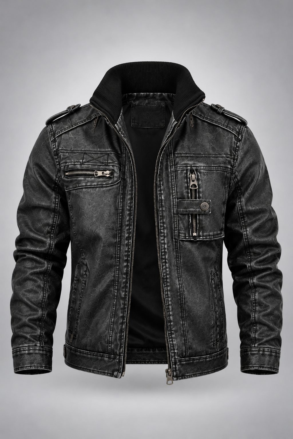 Chaqueta Asfalto negra sin modelo frontal