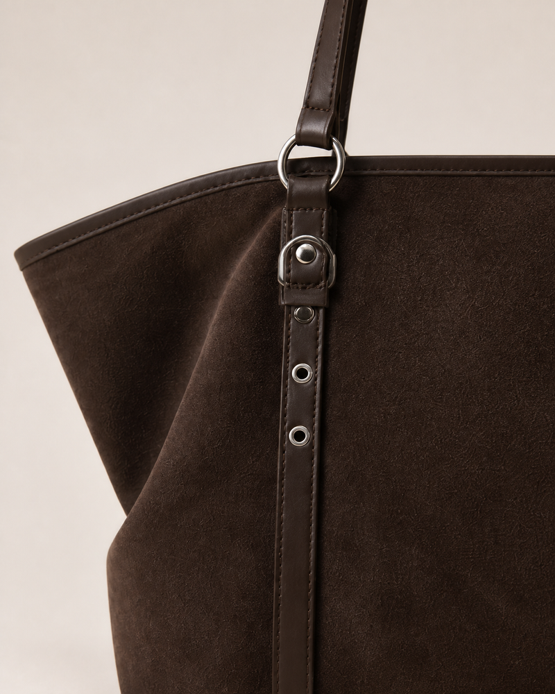 Bolso Tote Efecto Ante con Correas — detalle