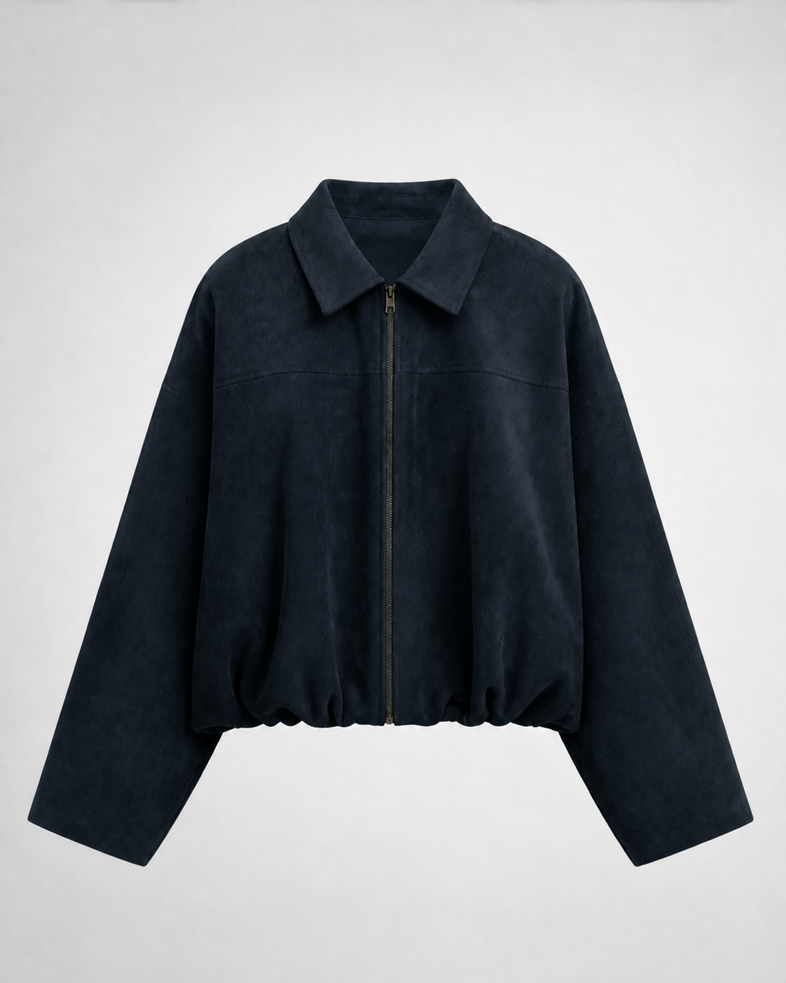 Chaqueta Bomber Efecto Ante · azul marino · prenda frontal