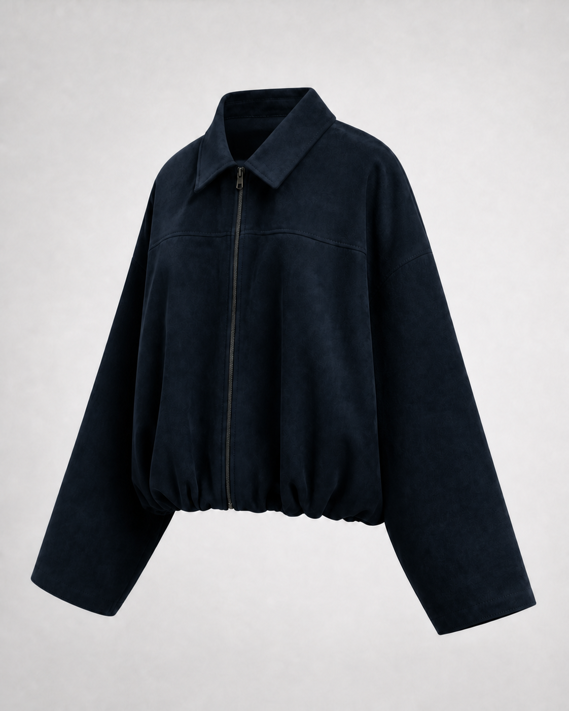 Chaqueta Bomber Efecto Ante · azul marino · prenda a 45 grados
