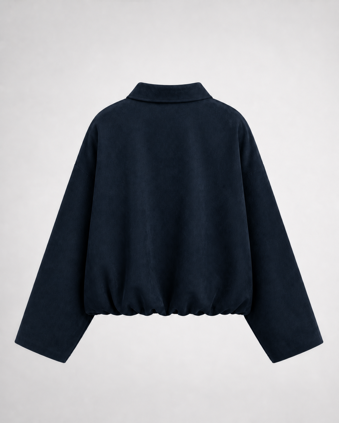 Chaqueta Bomber Efecto Ante · azul marino · espalda de la prenda
