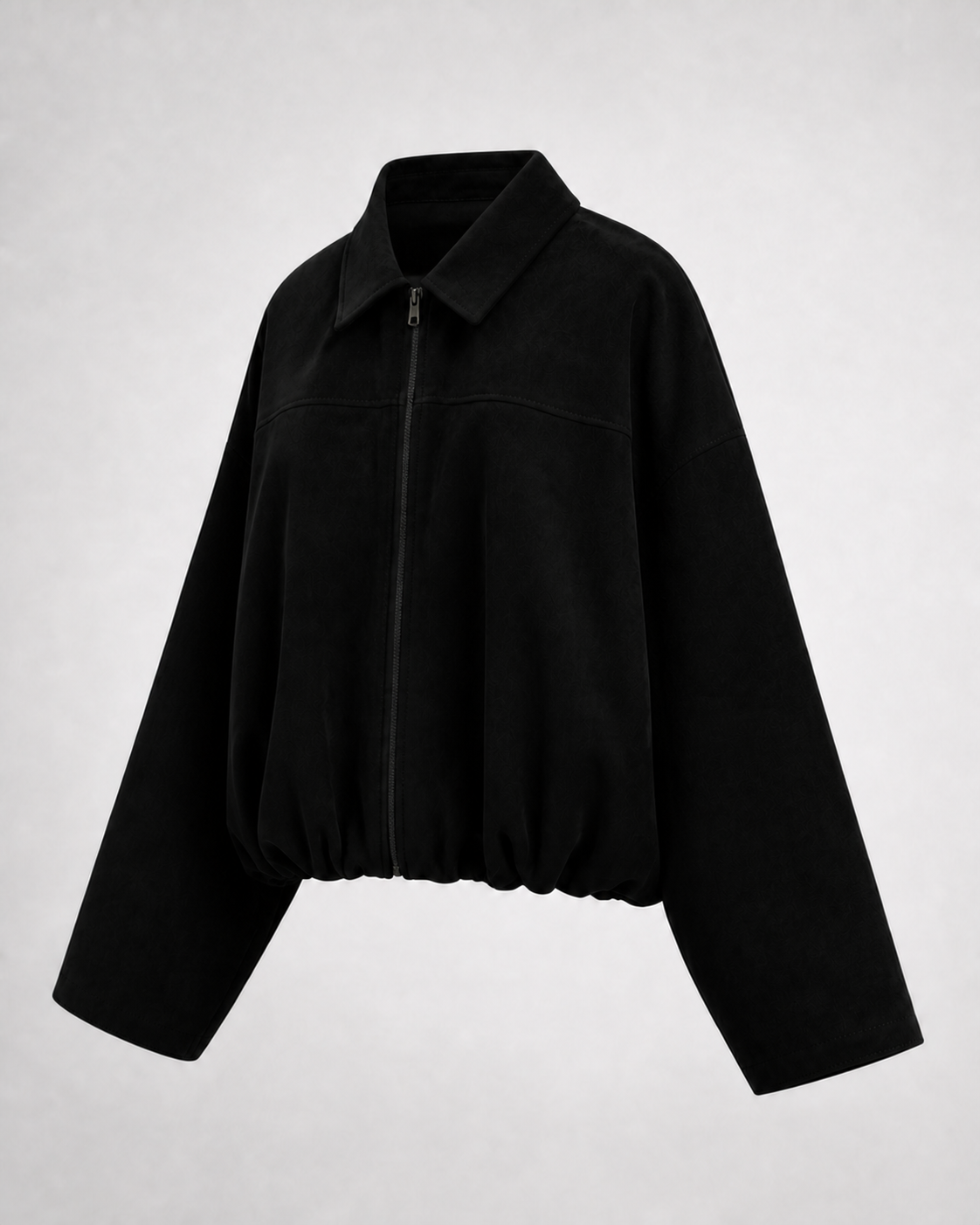 Chaqueta Bomber Efecto Ante · negro · prenda a 45 grados