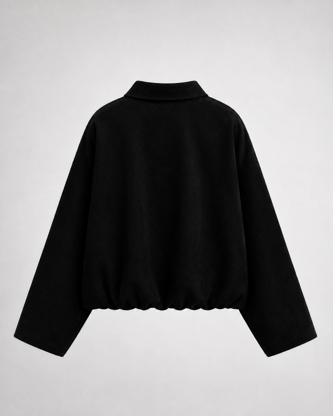 Chaqueta Bomber Efecto Ante · negro · espalda de la prenda
