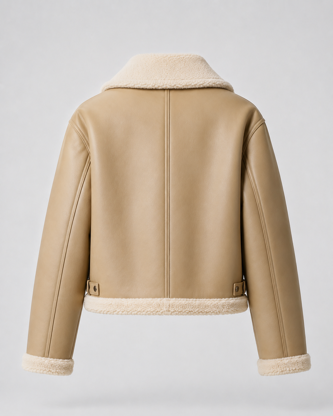 Chaqueta aviadora efecto piel con borreguito beige, prenda de espalda