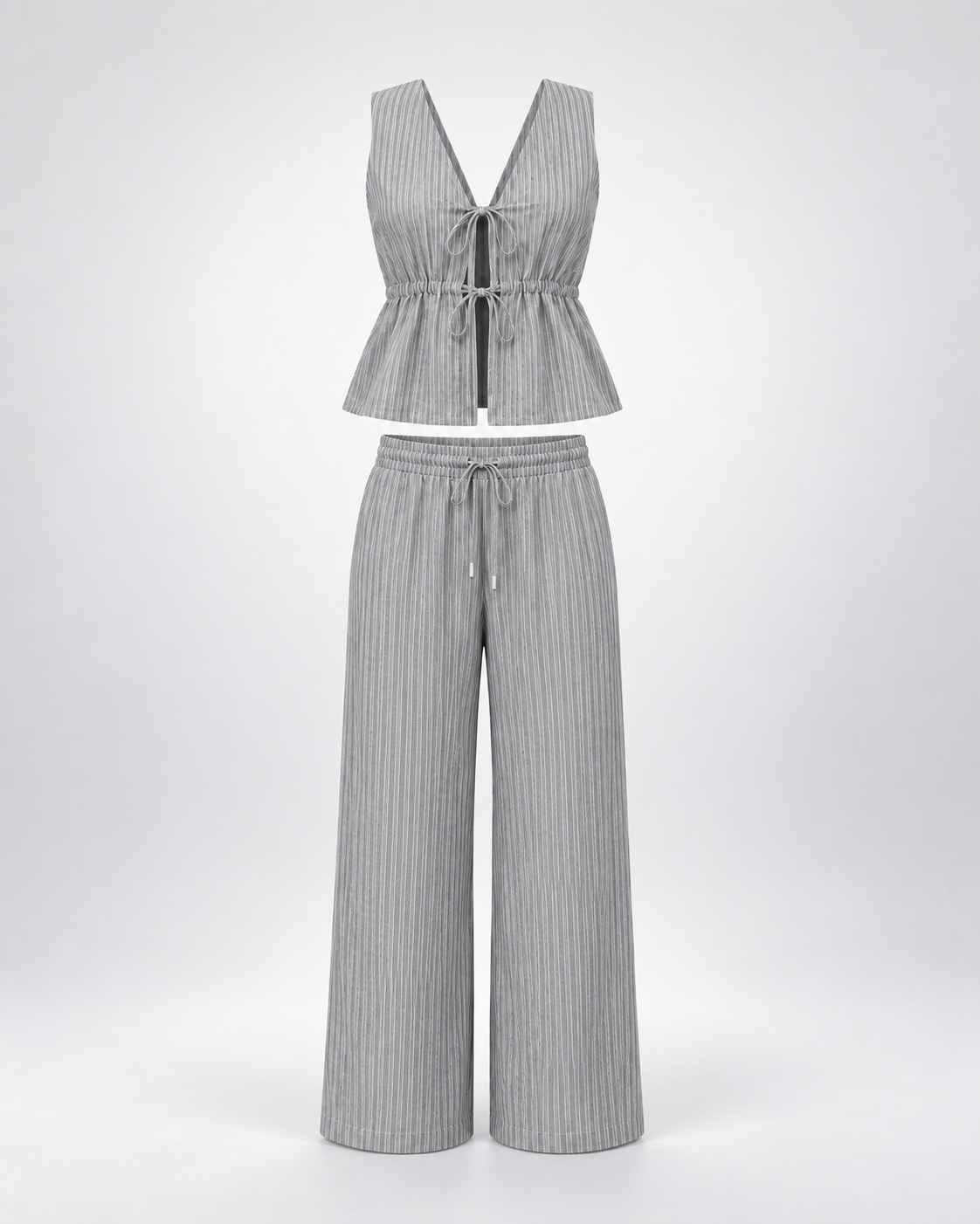 Conjunto Rayas Riviera gris — frontal de la prenda