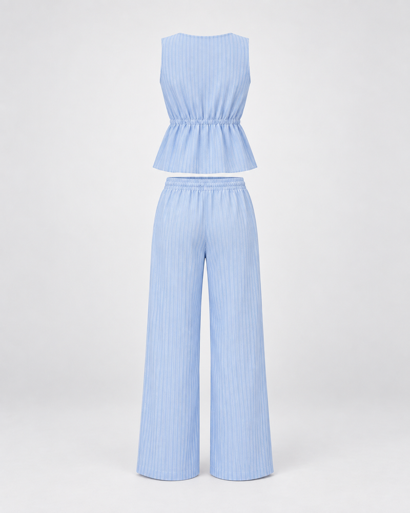 Conjunto Rayas Riviera azul claro — espalda de la prenda