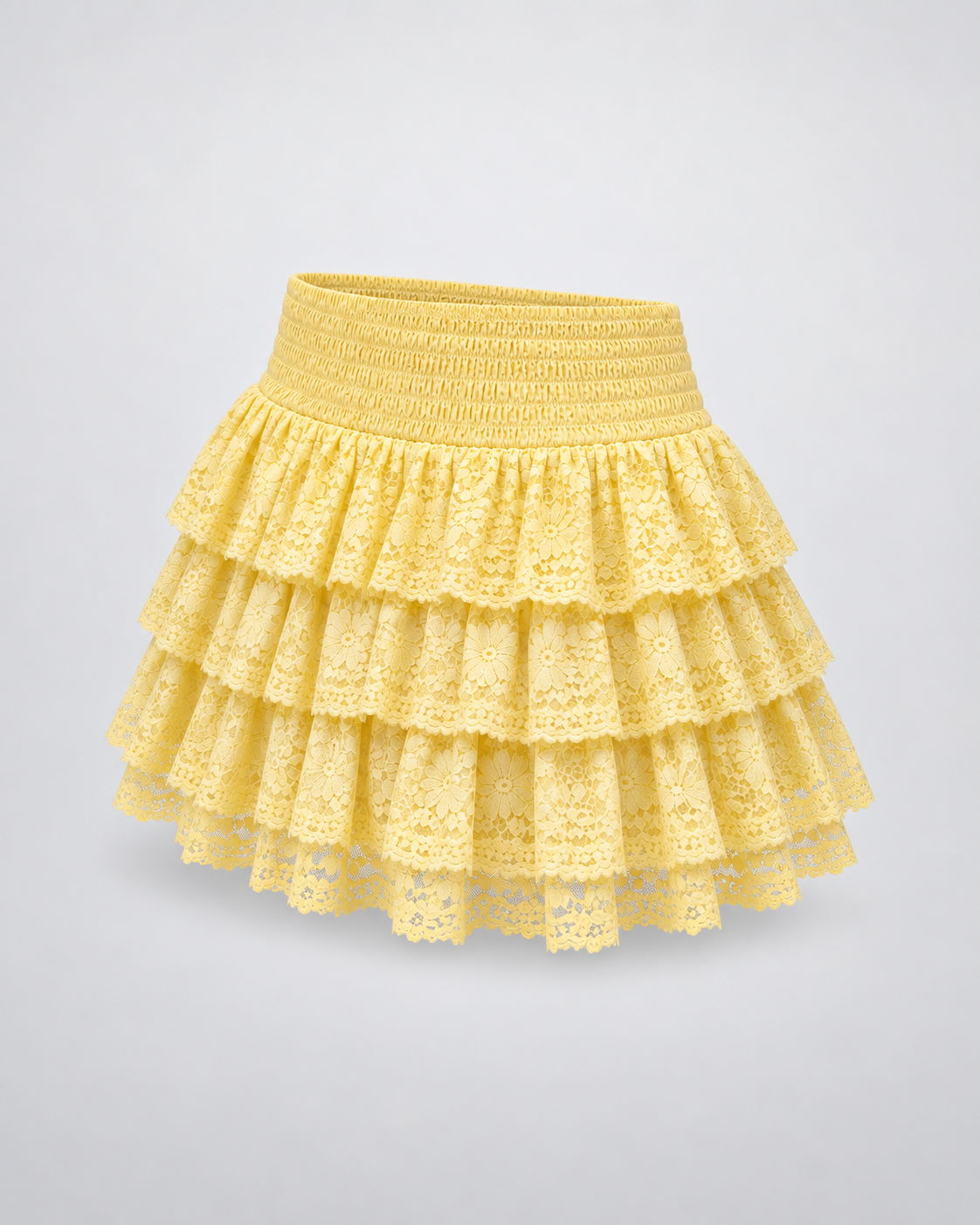 Falda Amelie Lace amarillo pastel — vista 45 grados