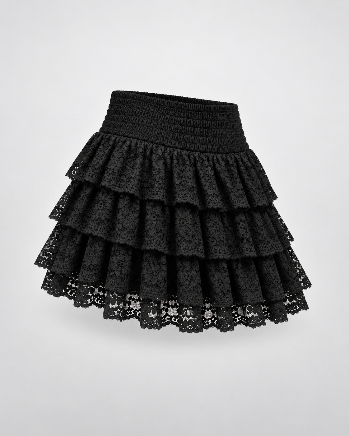 Falda Amelie Lace negra — vista 45 grados