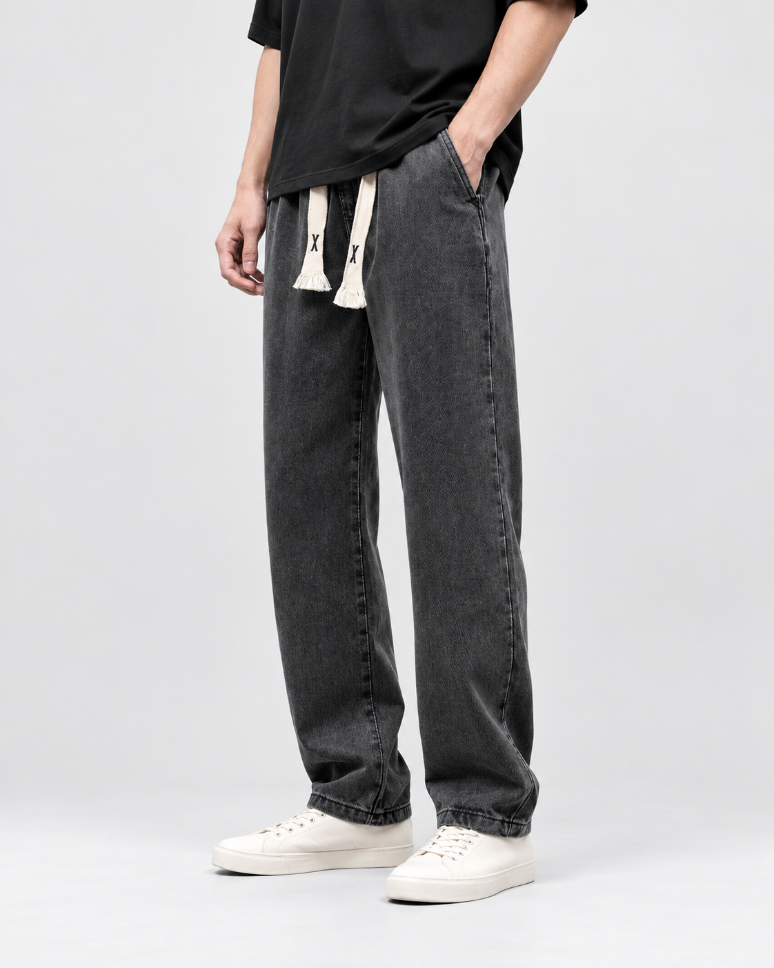 Pantalón vaquero flex Negro - tres cuartos