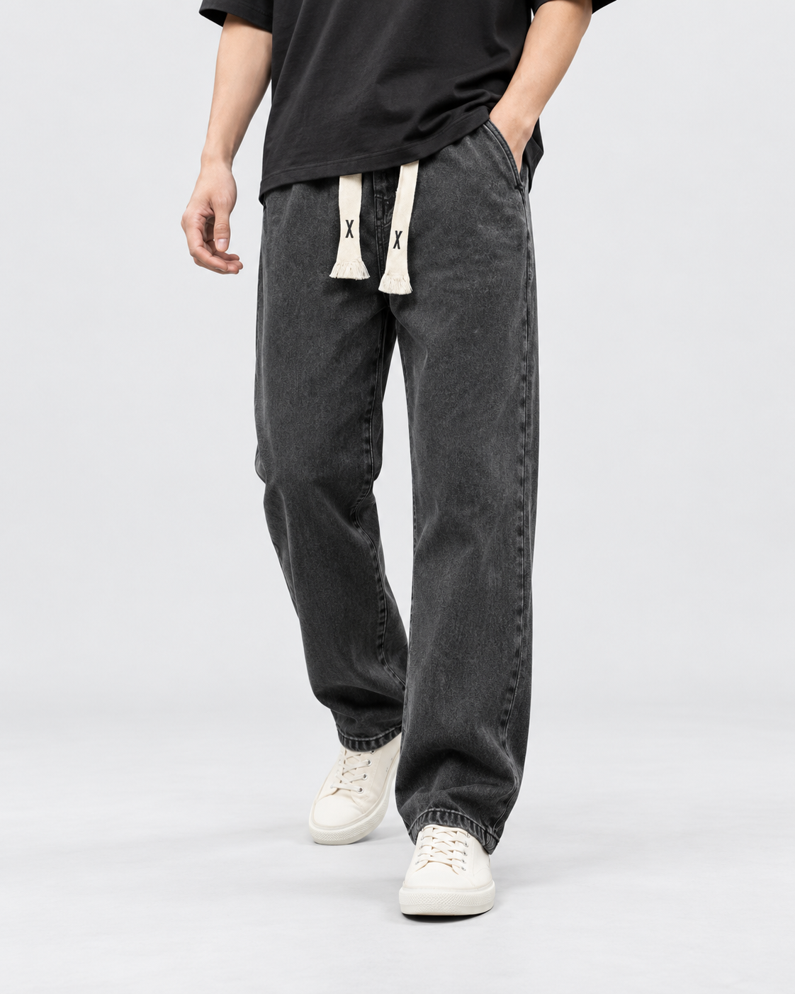 Pantalón vaquero flex Negro - en movimiento