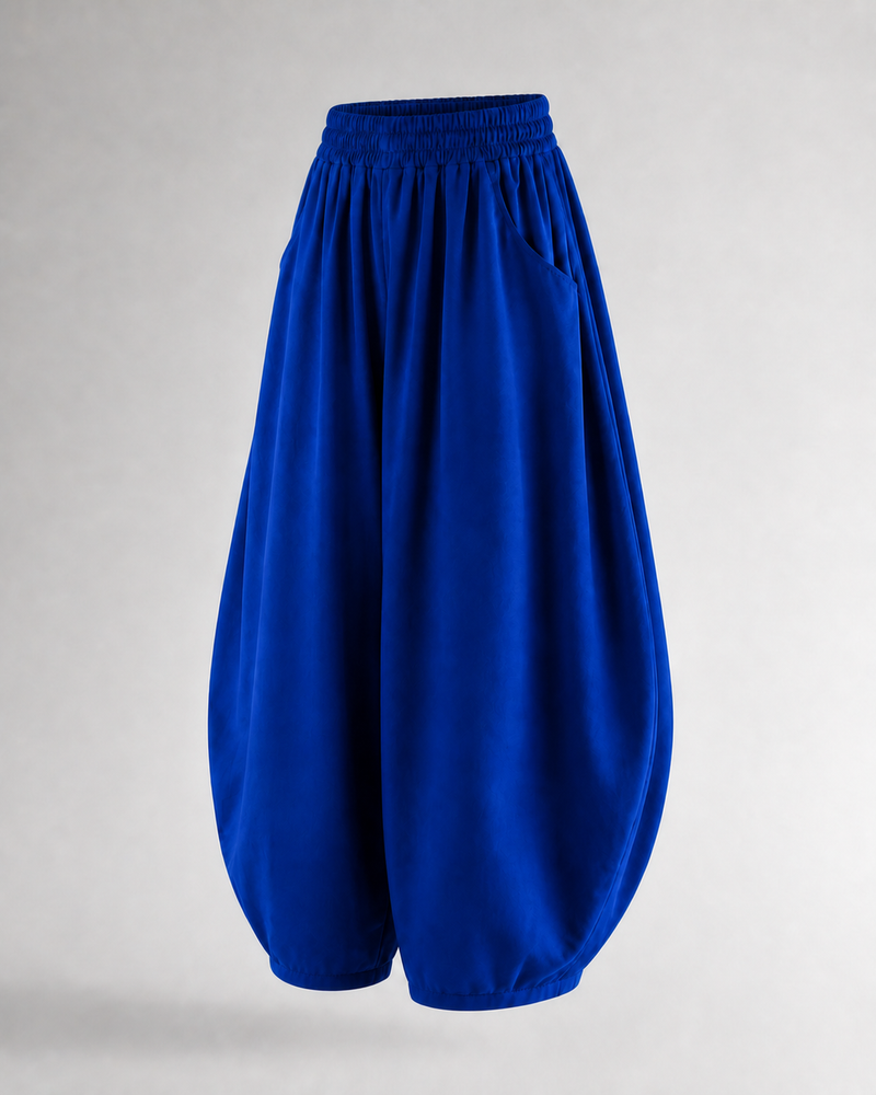 Pantalón Harem de Cintura Elástica · azul · prenda a 45 grados