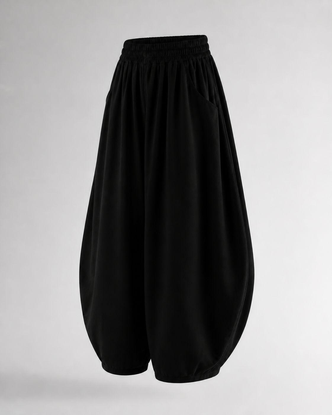 Pantalón Harem de Cintura Elástica · negro · prenda a 45 grados