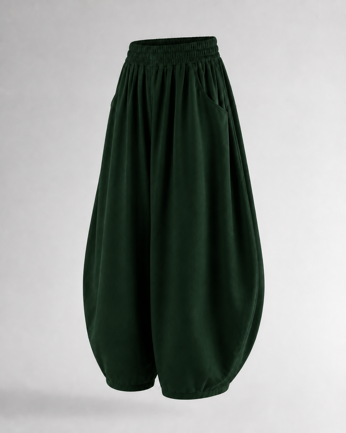Pantalón Harem de Cintura Elástica · verde oscuro · prenda a 45 grados