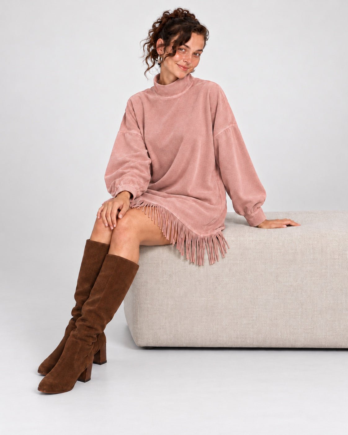 Vestido Siena Fringe - Rosa - vista 3