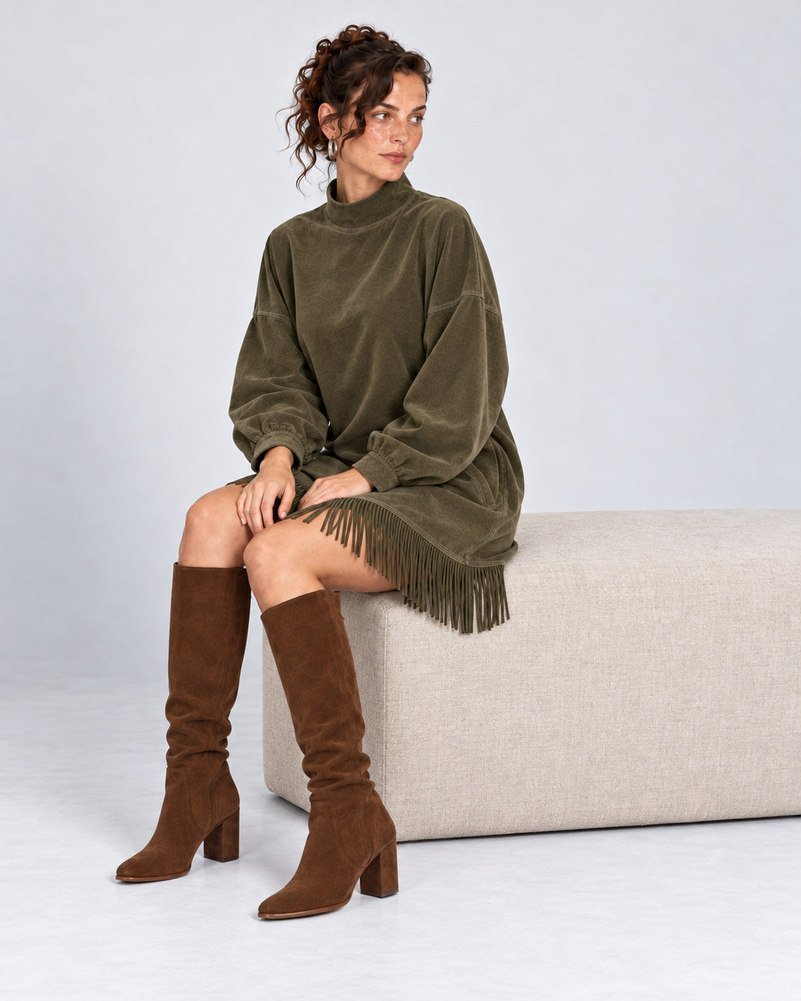 Vestido Siena Fringe - Oliva - vista 2