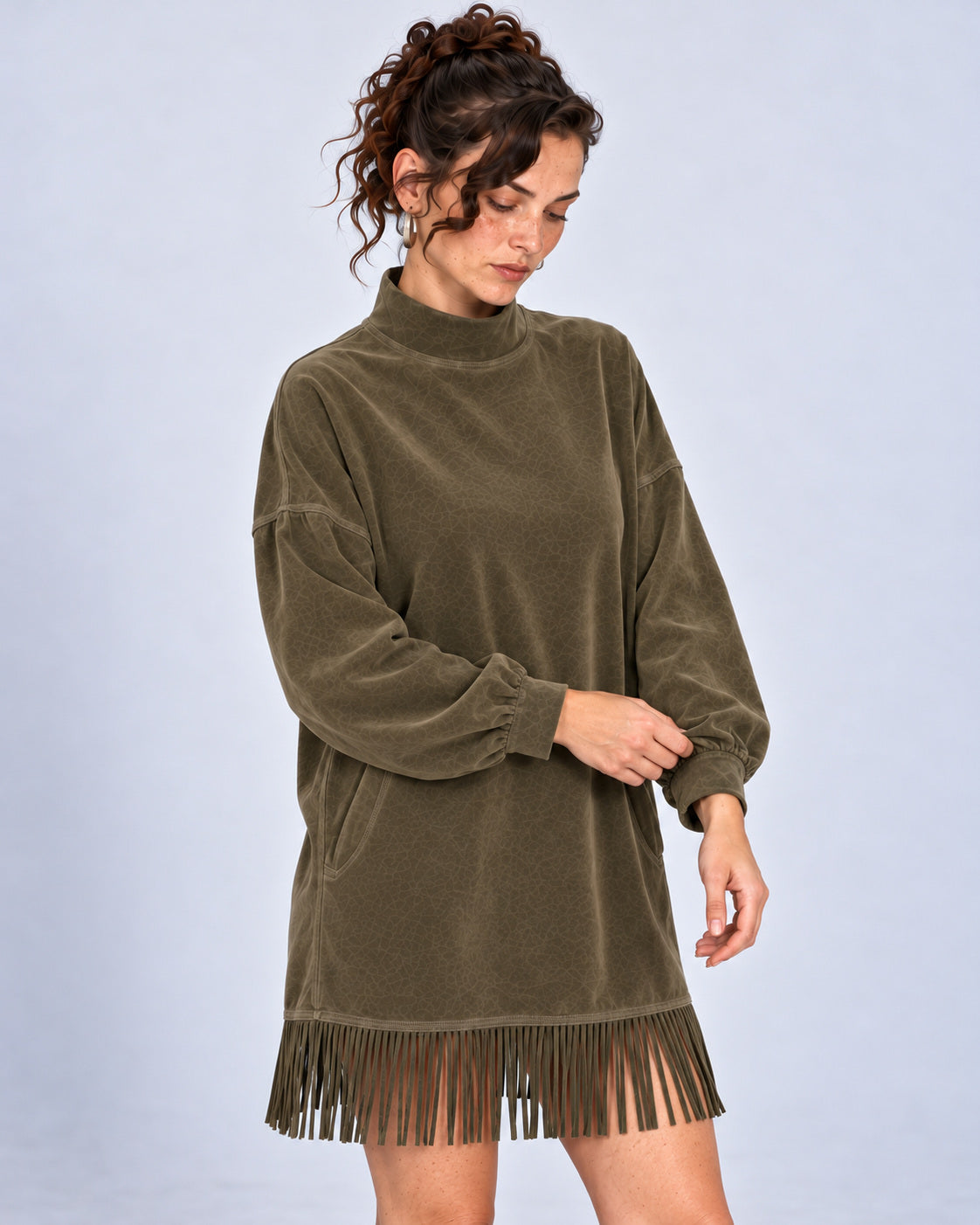 Vestido Siena Fringe - Oliva - vista 4