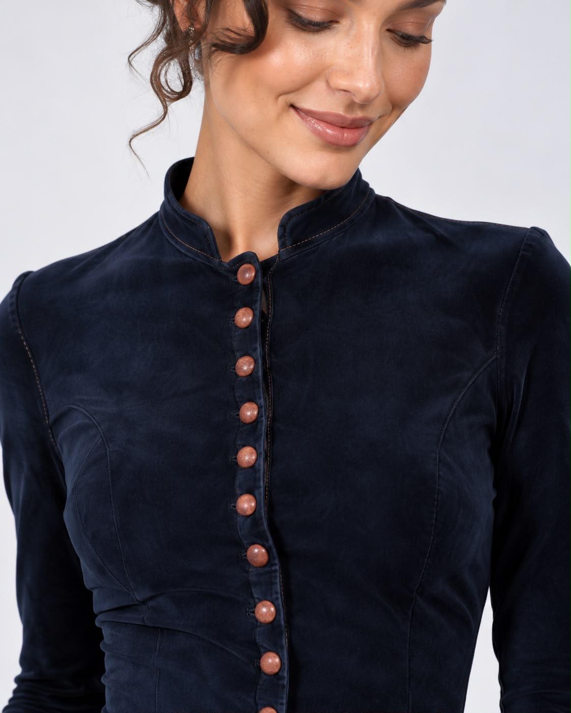 Vestido Ariane Vintage azul - detalle de botones