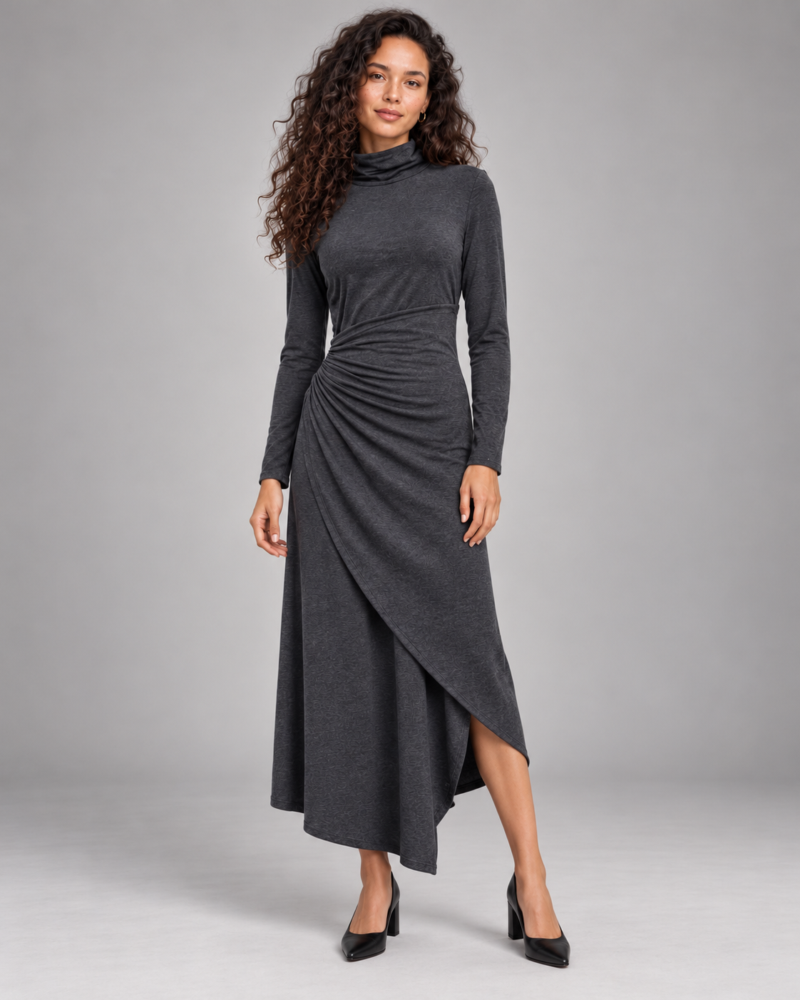 Vestido Margot Drapeado gris - vista frontal