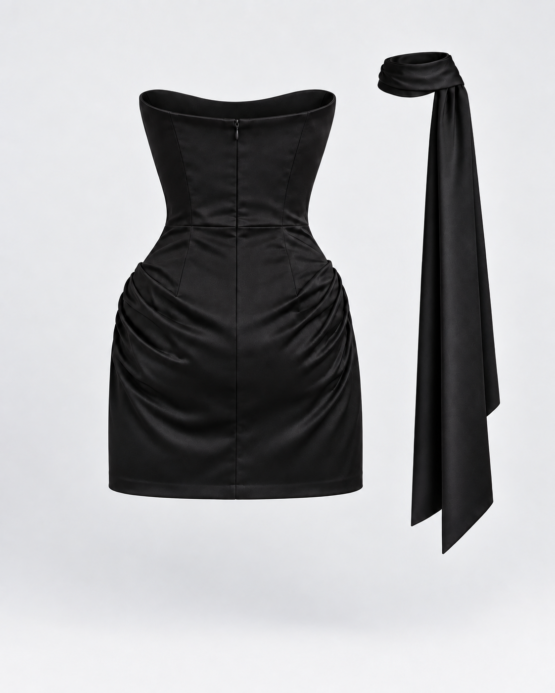 Vestido Mónaco Satin Negro, vista posterior de la prenda sola
