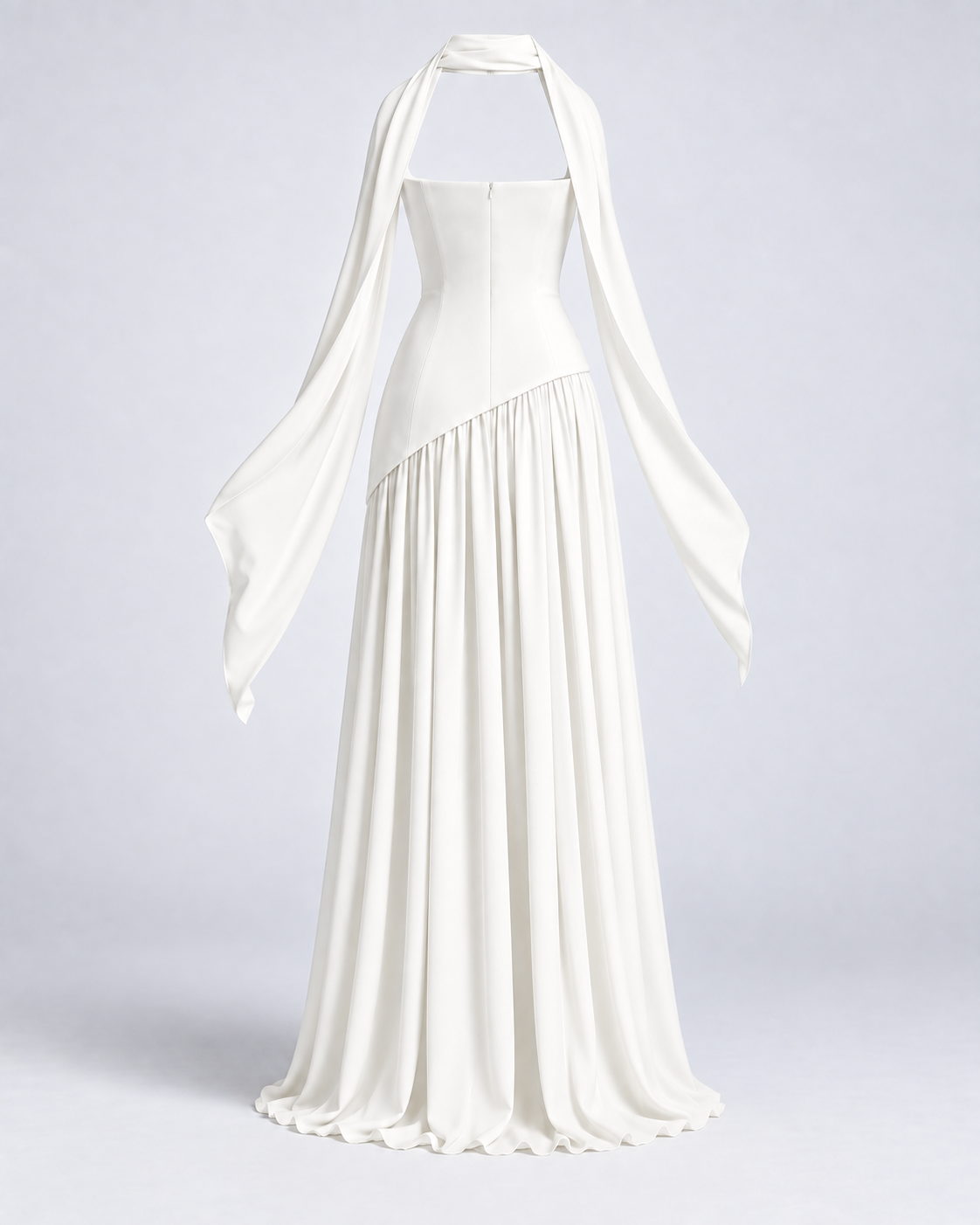 Vestido Siena Drape blanco — espalda de la prenda
