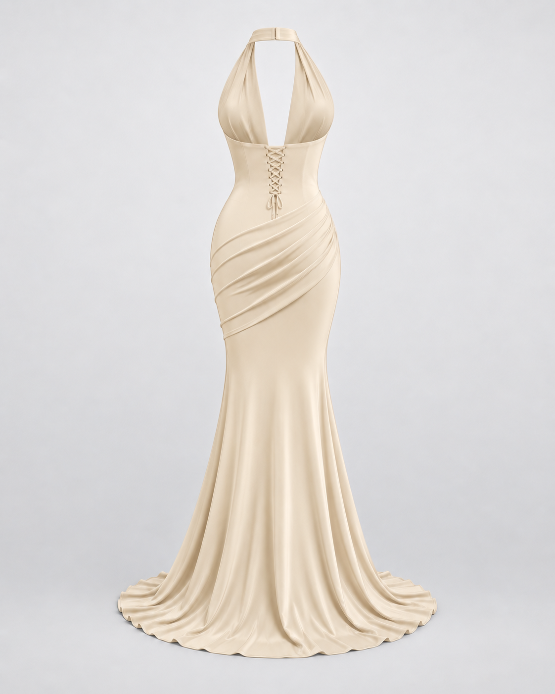 Vestido Sienna Halter beige — vista trasera