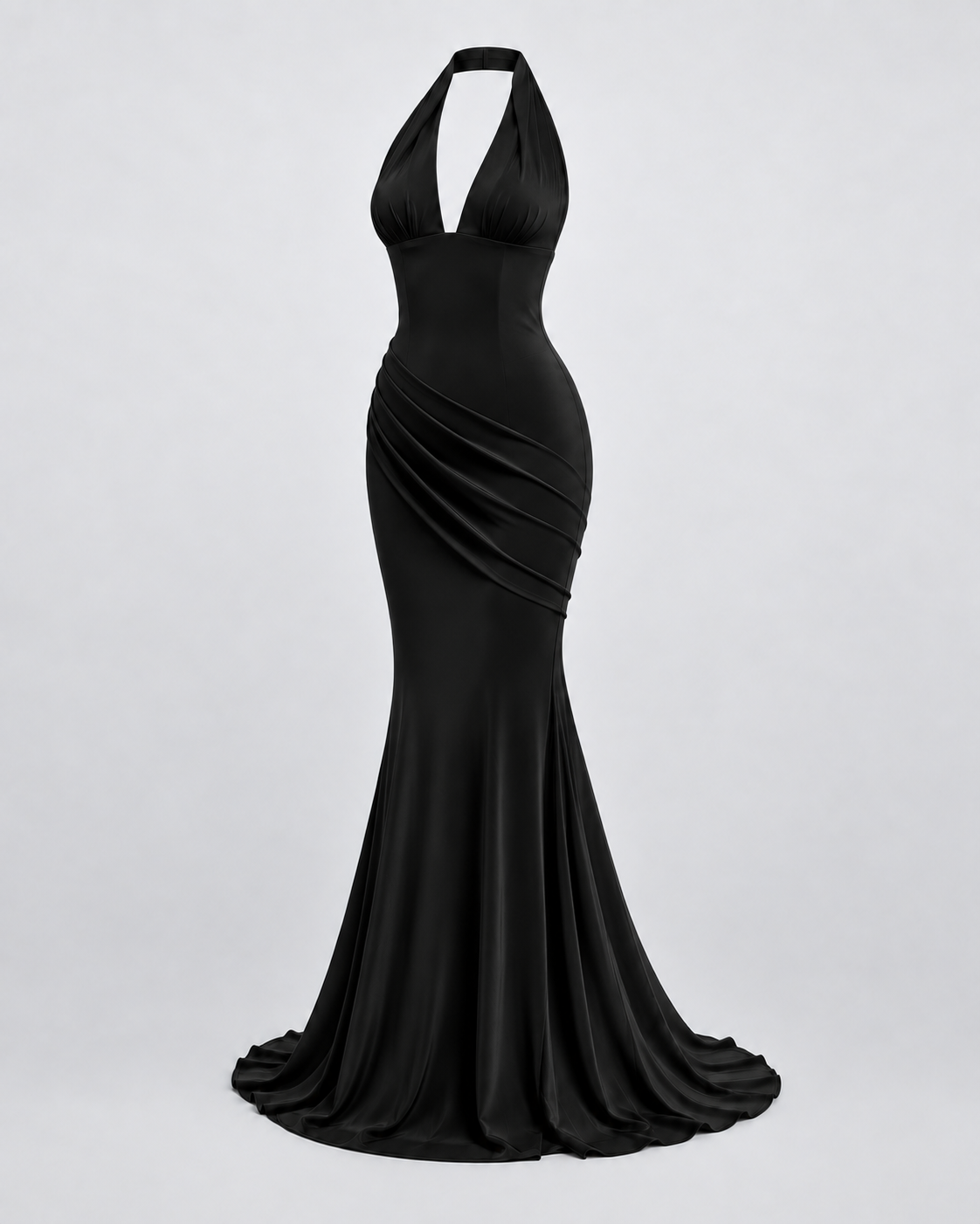 Vestido Sienna Halter negro — vista 45 grados