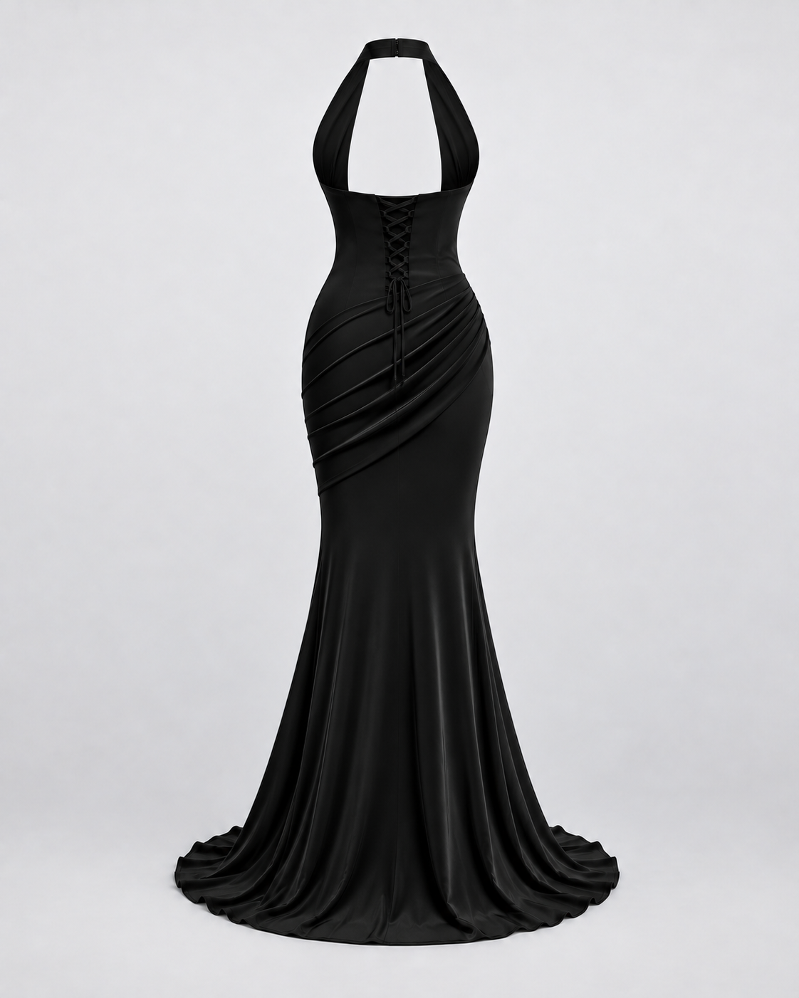 Vestido Sienna Halter negro — vista trasera